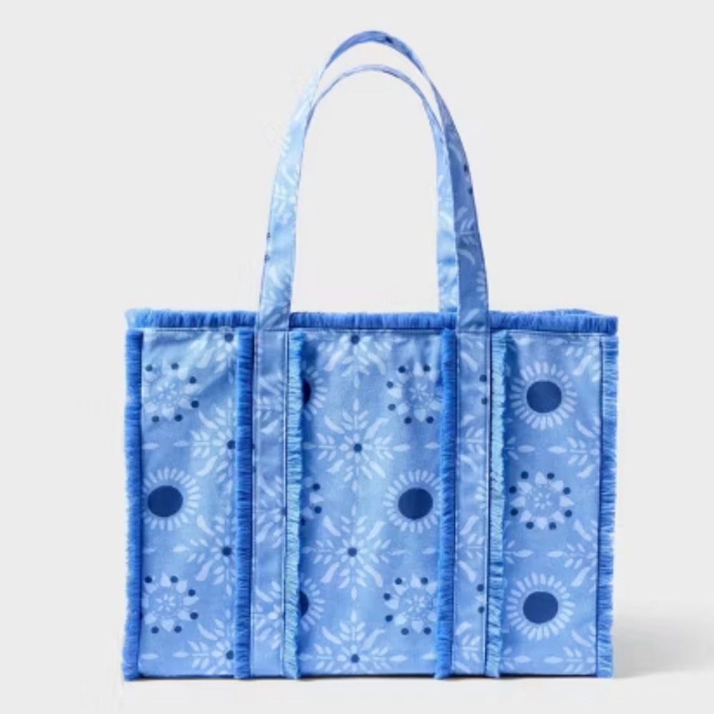 Star Medallion Fringe Canvas Tote Bag Blue - Roller Rabbit x Target